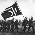 Ottoman troops with flag during the Balkan Wars